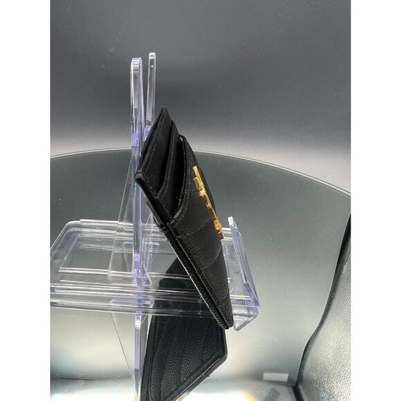 SAINT LAURENT Black Matelassé Grained Calfskin Leather w/Chevron Quilting $380 - Picture 3 of 8